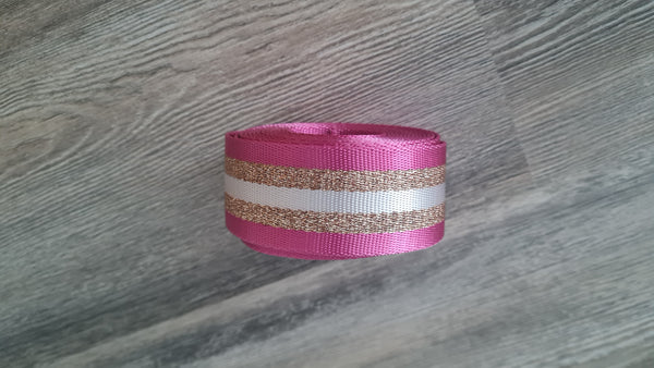 Taschengurt pink/gold gestreift