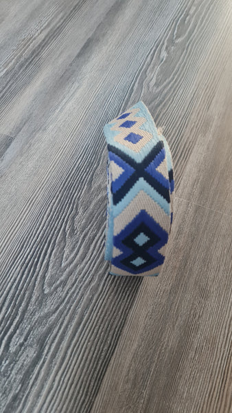 Taschengurt dunkelblau/hellblau gemustert