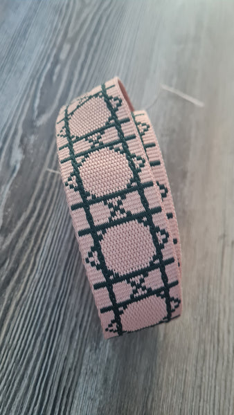 Taschengurt rosa/dunkelgrün gemustert
