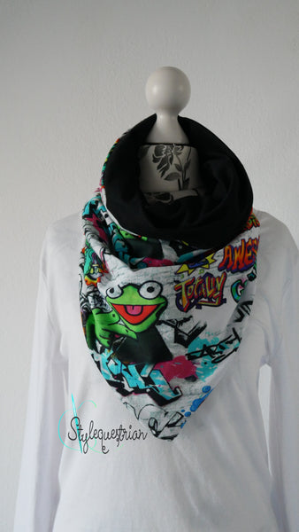 Tuchloop Graffitti Frosch /  schwarz