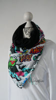 Tuchloop Graffitti Frosch /  schwarz
