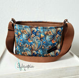 Paso Fino - kleine Handtasche in petrol / türkis Paisley kombiniert mit braunem Kunstleder