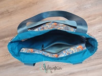 Walkaloosa in petrol / türkis mit Paisley Muster und braunem Kunstleder - Unikat!