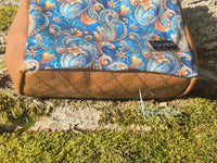 Paso Fino - kleine Handtasche in petrol / türkis Paisley kombiniert mit braunem Kunstleder