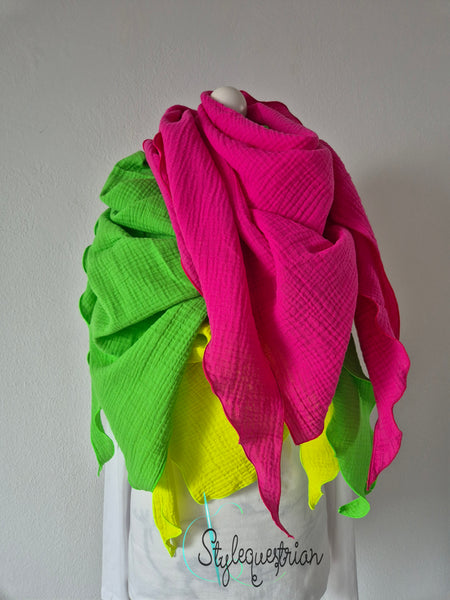 XXL Musselintuch neon grün / gelb / fuchsia