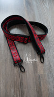 Taschengurt schwarz / Ornamente rot