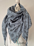 XXL Musselintuch in Dusty Blue mit floralem Muster