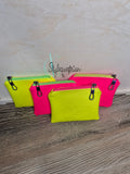 Kleines Täschchen / Geldbeutel in Neonfarben mit Statementstoff