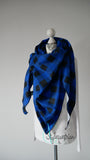 XXL Baumwoll-Dreieckstuch im Karo-Look – Schwarz/Blau