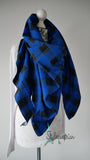 XXL Baumwoll-Dreieckstuch im Karo-Look – Schwarz/Blau