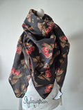 XXL Musselintuch schwarz im Rockabilly-Stil
