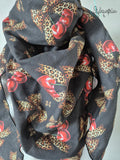 XXL Musselintuch schwarz im Rockabilly-Stil