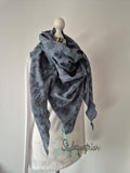 XXL Musselintuch in Dusty Blue mit floralem Muster