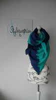 XXXL Musselintuch blau / aqua mit Rollsaum
