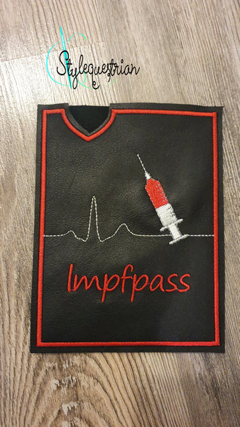 Sofortkauf! Impfpasshülle aus echtem Leder Herzlinie, Spritze und Impfpass