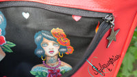 Handtasche Criollo mit Stickerei Rose