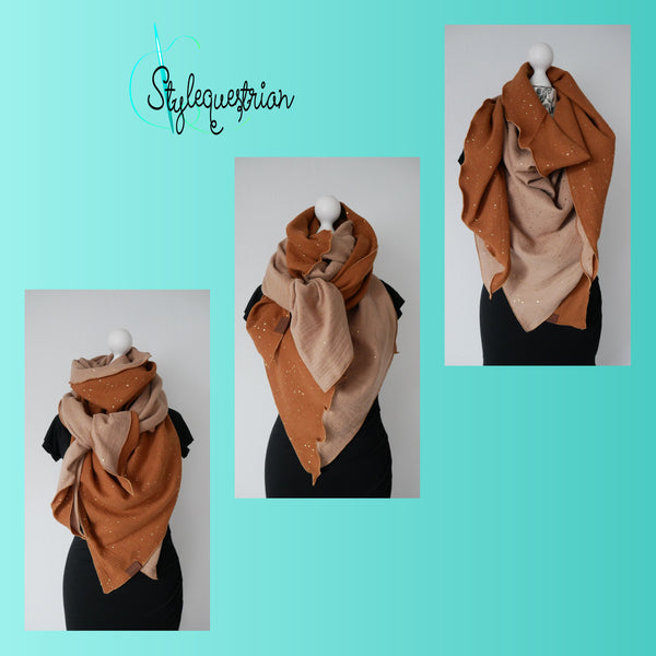 XXXL Musselintuch beige / camel mit Rollsaum
