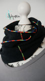 Musselin Loop schwarz / Regenbogennaht