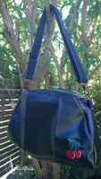 Sofortkauf! Retro Handtasche schwarz /Kirschen