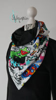 Tuchloop Graffitti Frosch /  schwarz