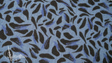 XXL Musselintuch blau / schwarz mit Blättern