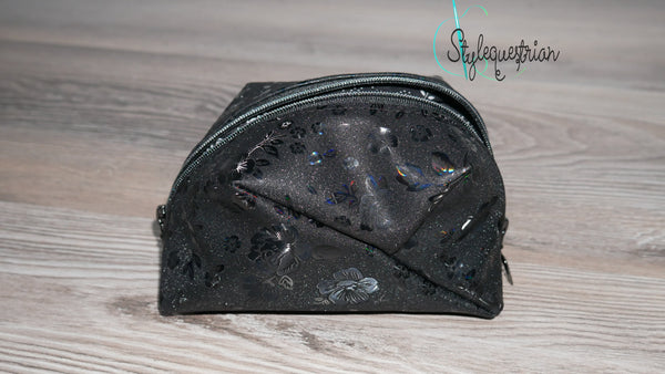 Cooles Täschchen als individueller Begleiter schwarz / Blumen holo