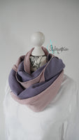 Musselin Loop flieder / altrosa mit Glitzerstreifen