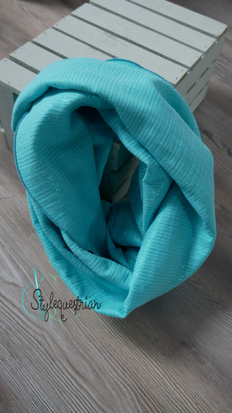 Musselin Loop türkis mit Glitzerstreifen