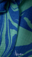 XXL Musselintuch blau / mint mit Rollsaum