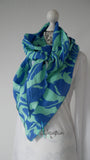 XXL Musselintuch blau / mint mit Rollsaum