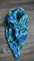 XXL Musselintuch blau / mint mit Rollsaum