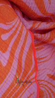 XXL Musselintuch pink / orange mit Rollsaum